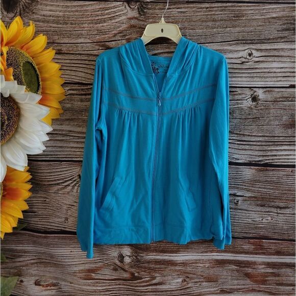 N.Y.L. Women's hoodie zipper front aqua - Picture 1 of 5